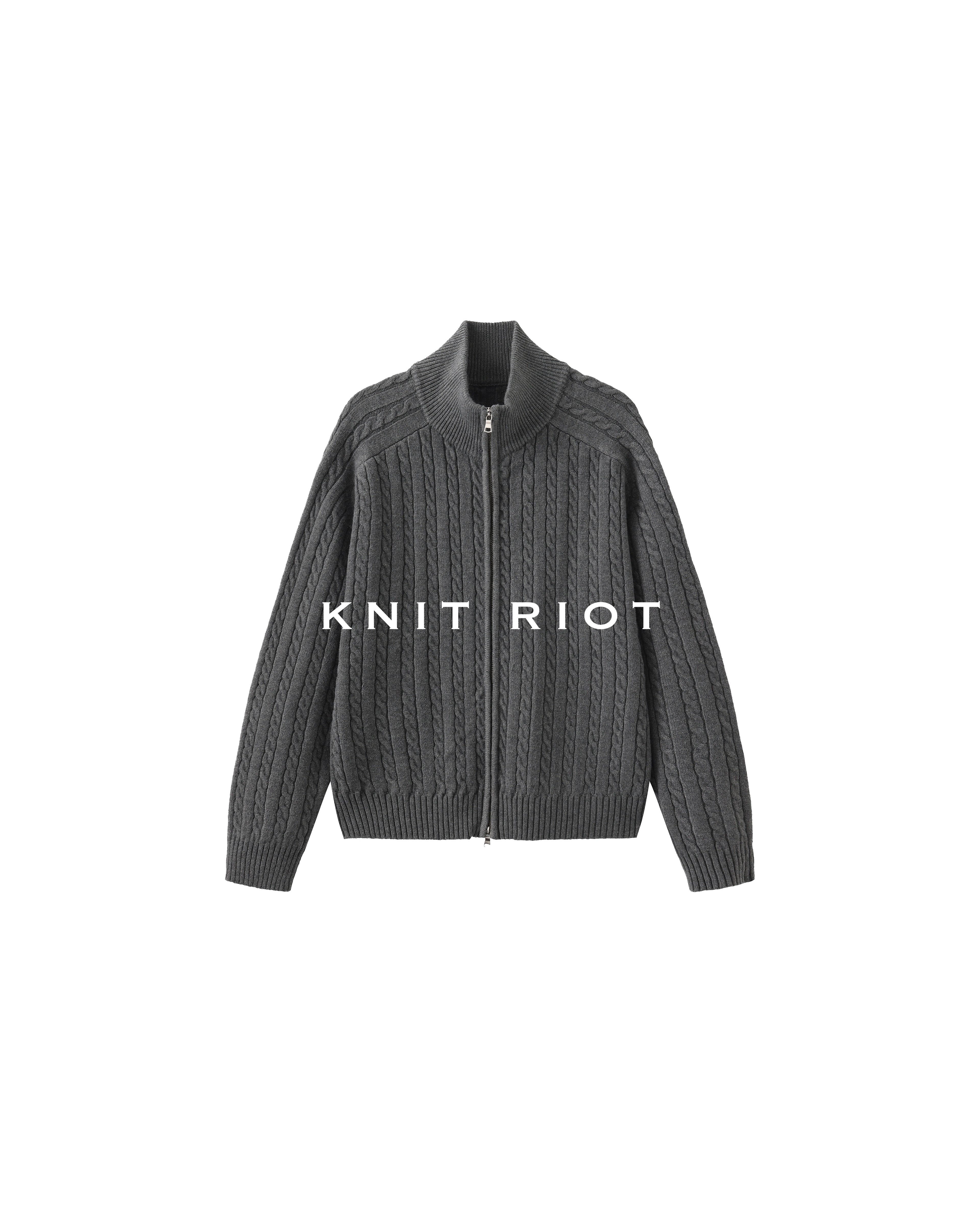 KNITRIOT Twisted Rope Twisted Turtleneck Simple Knitted Sweater