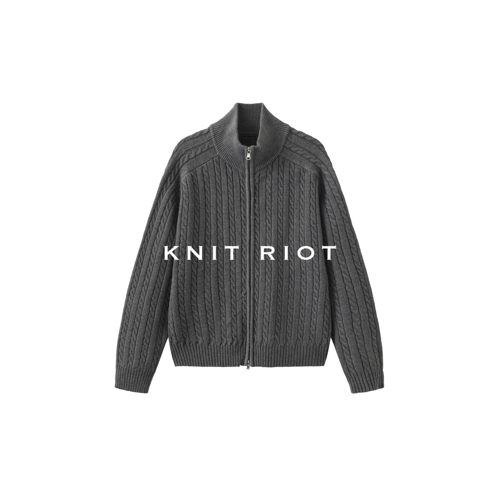 KNITRIOT Twisted Rope Twisted Turtleneck Simple Knitted Sweater
