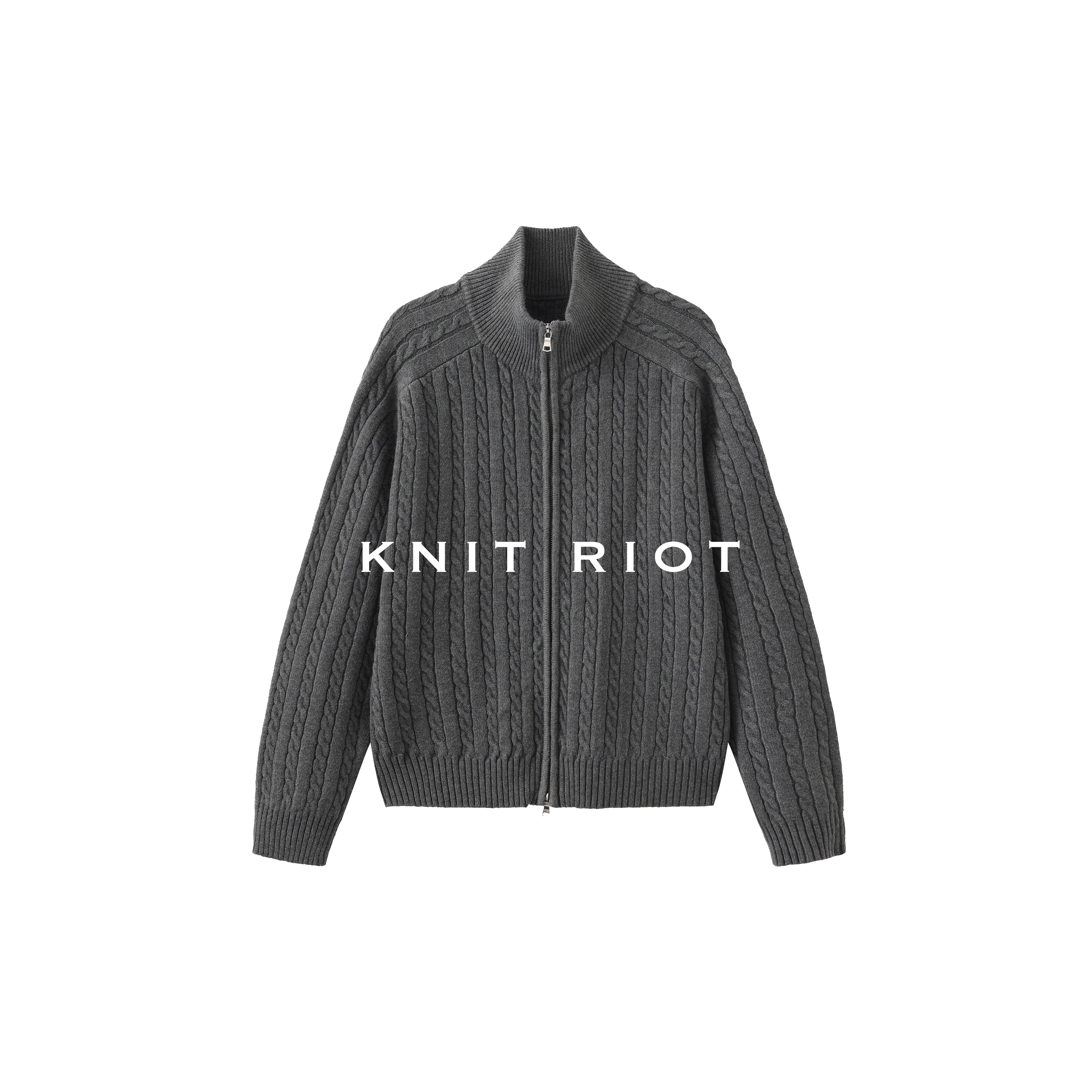KNITRIOT Twisted Rope Twisted Turtleneck Simple Knitted Sweater