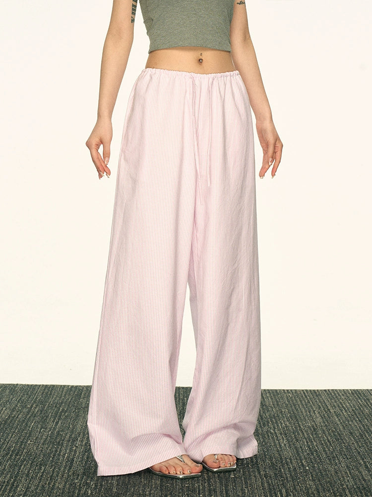 Aaisup Striped Versatile Drawstring Casual Pants