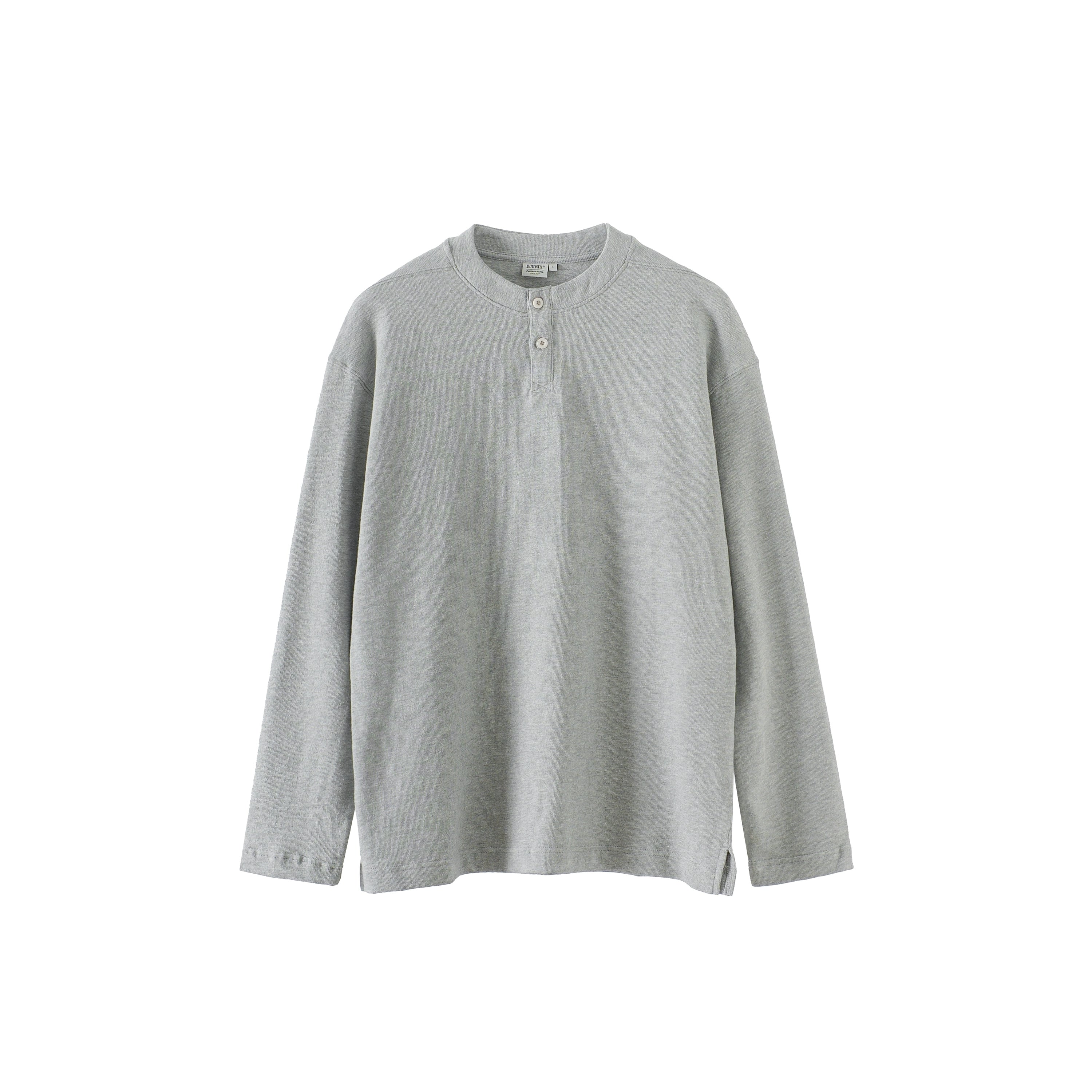 BUTTBILL Henry Collar Simple Casual Vintage Long Sleeve