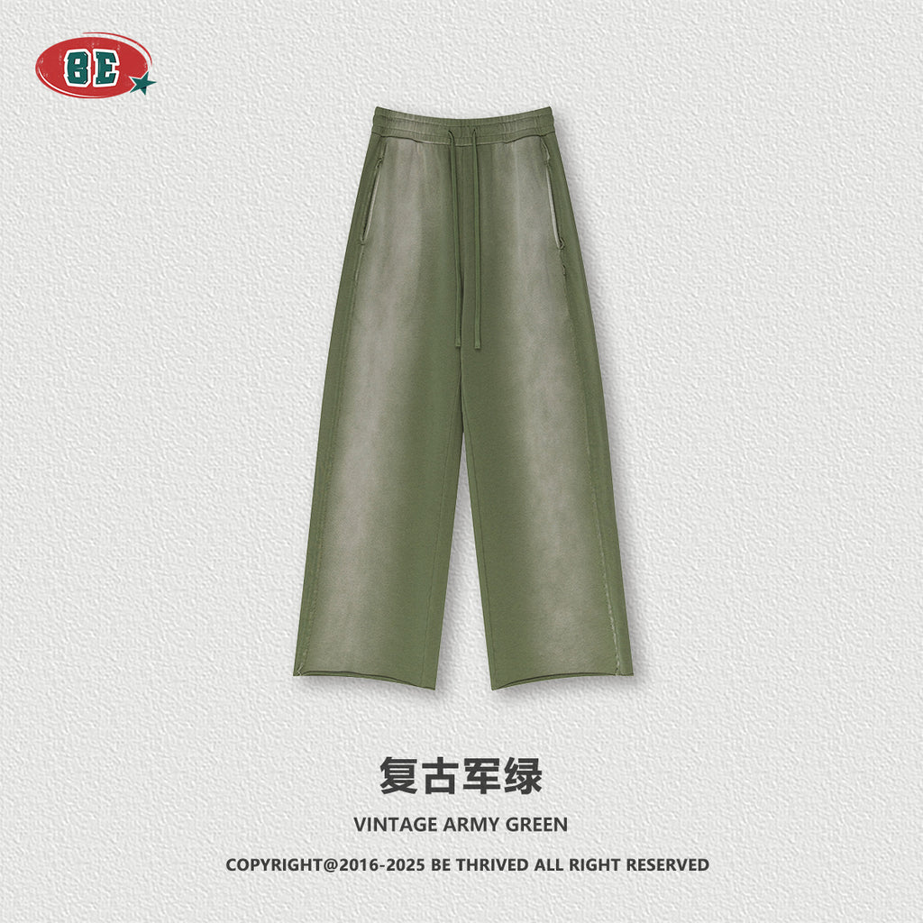 BE Gradual Change Hole Hooded Sweater Straight Pants Two-piece Set