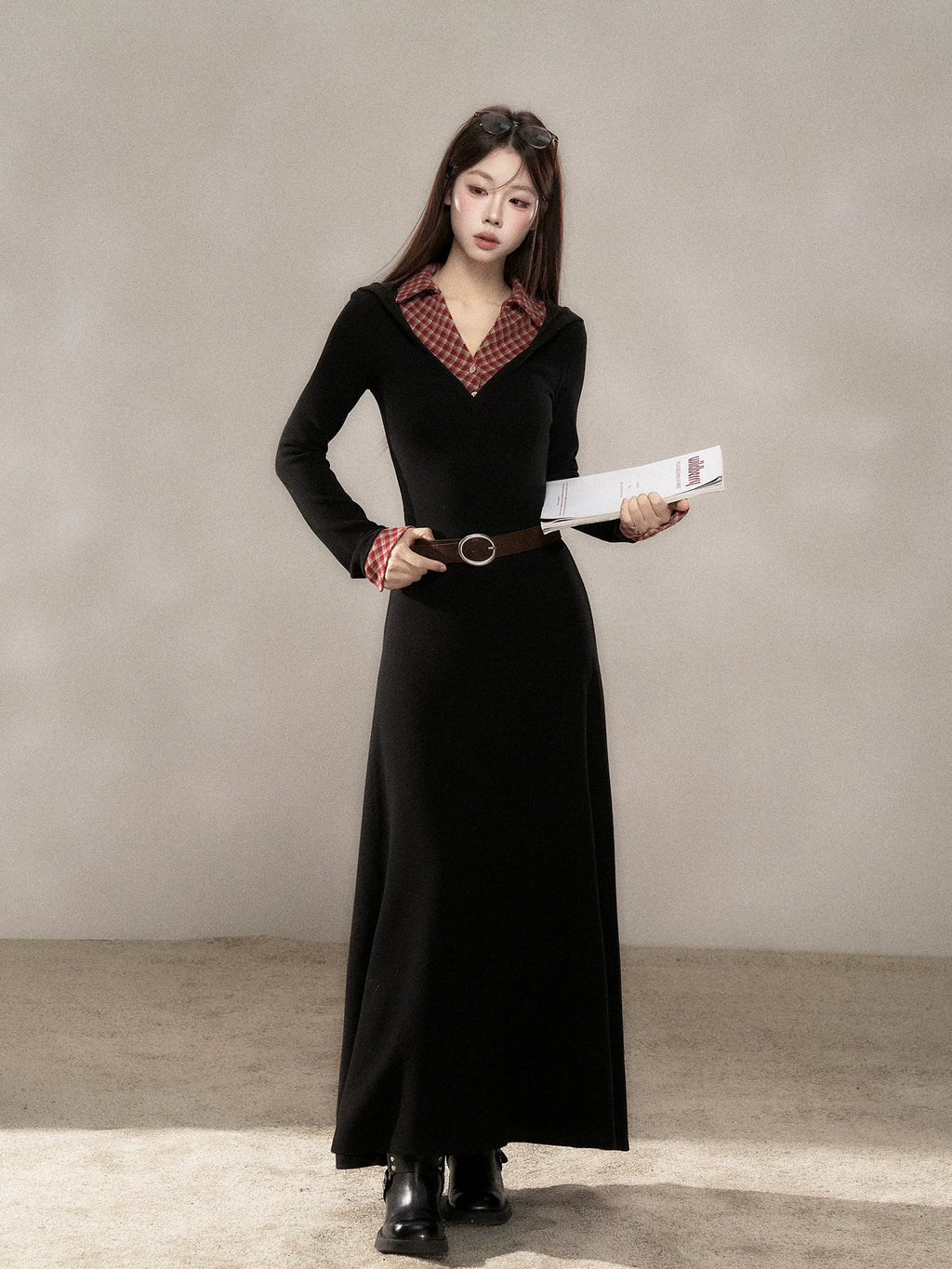 Wildberry Korean College Style Long Sleeve Dress