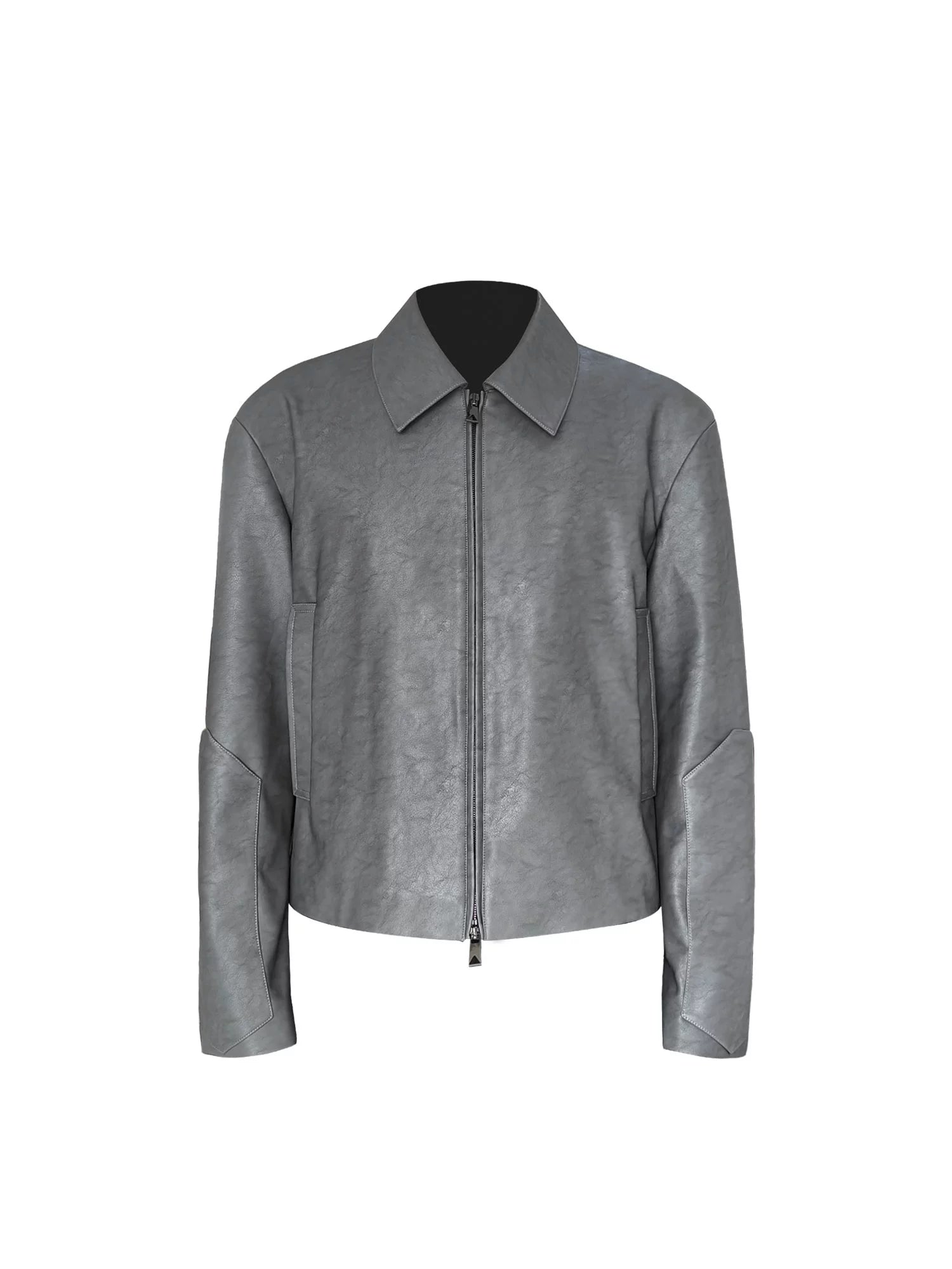 SOUTHFISH Minimalist Double-open Zipper Short Leather Jacket