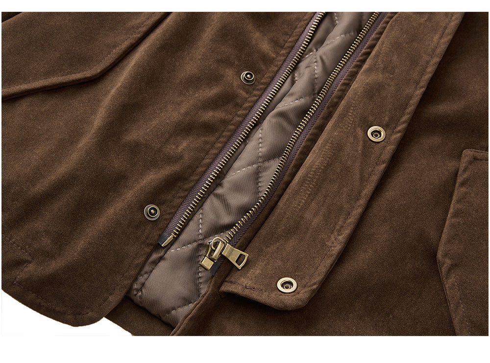 EME Retro Cowhide Fleece Thickened Thermal Jacket