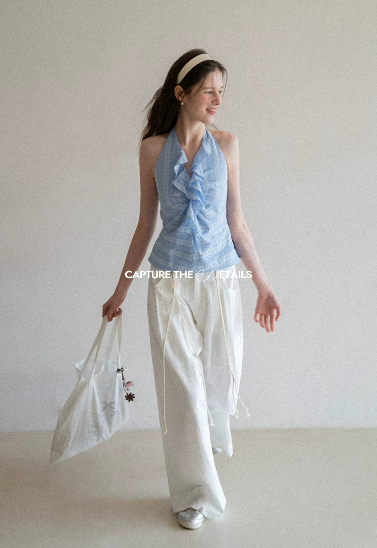 EGGKA V-neck Neck Halter Slim Vest