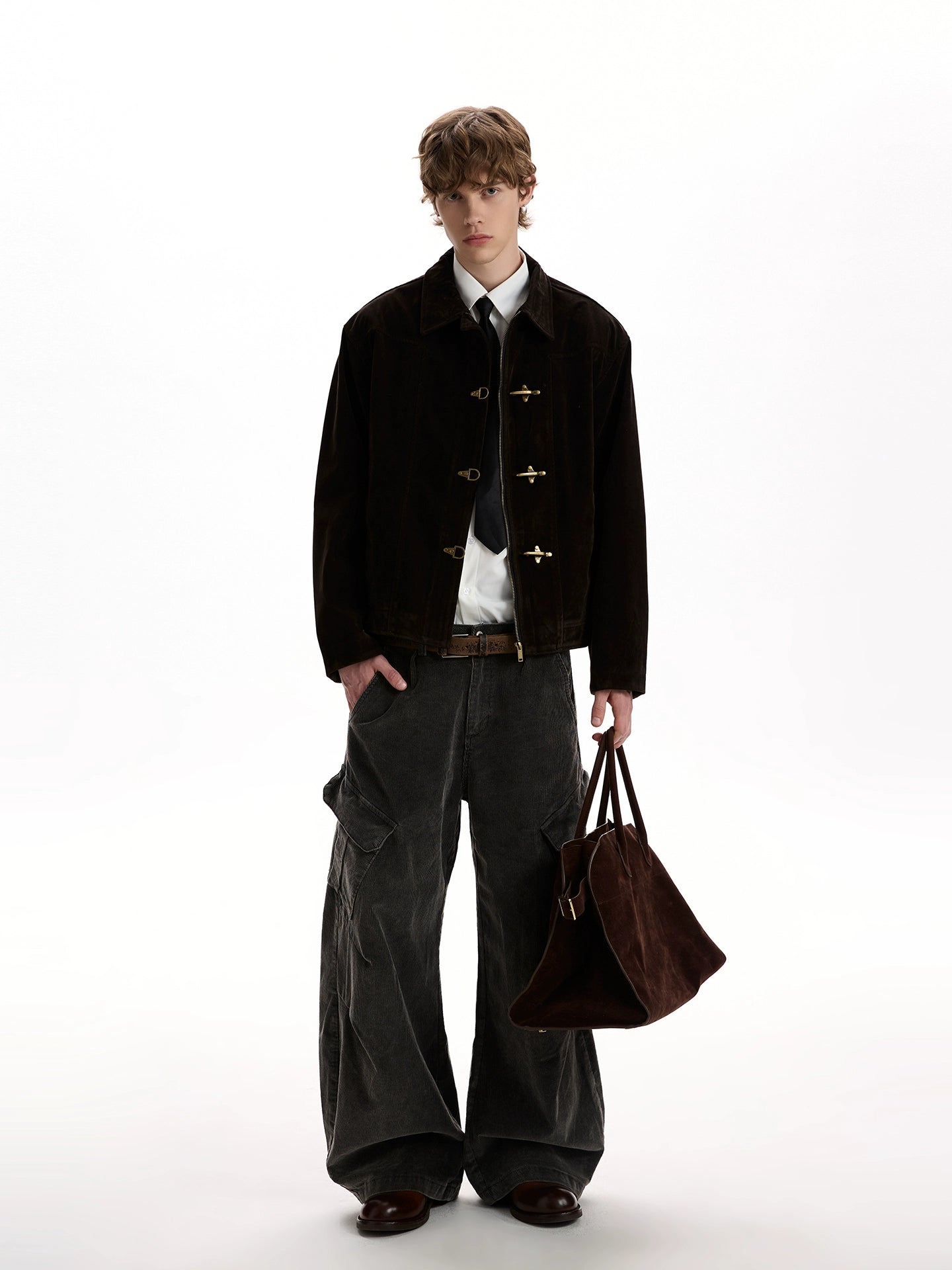 A PUEE Vintage Silhouette Short Suede Jacket