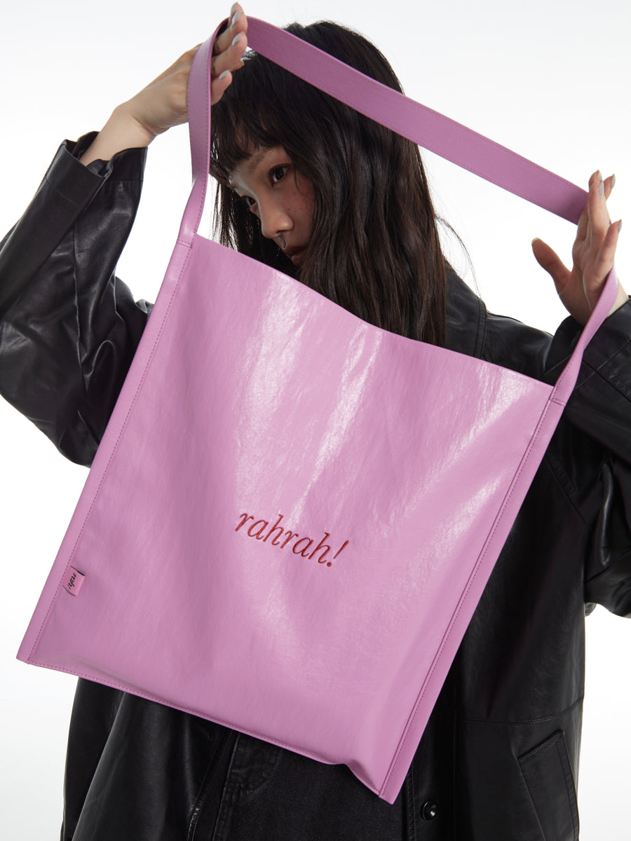 DirtySix "rahrah!" contrasting embroidery thread leather tote bag