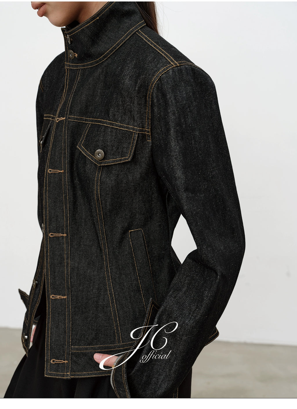 JCAESAR Diagonal Placket Waist Original Cow Jacket