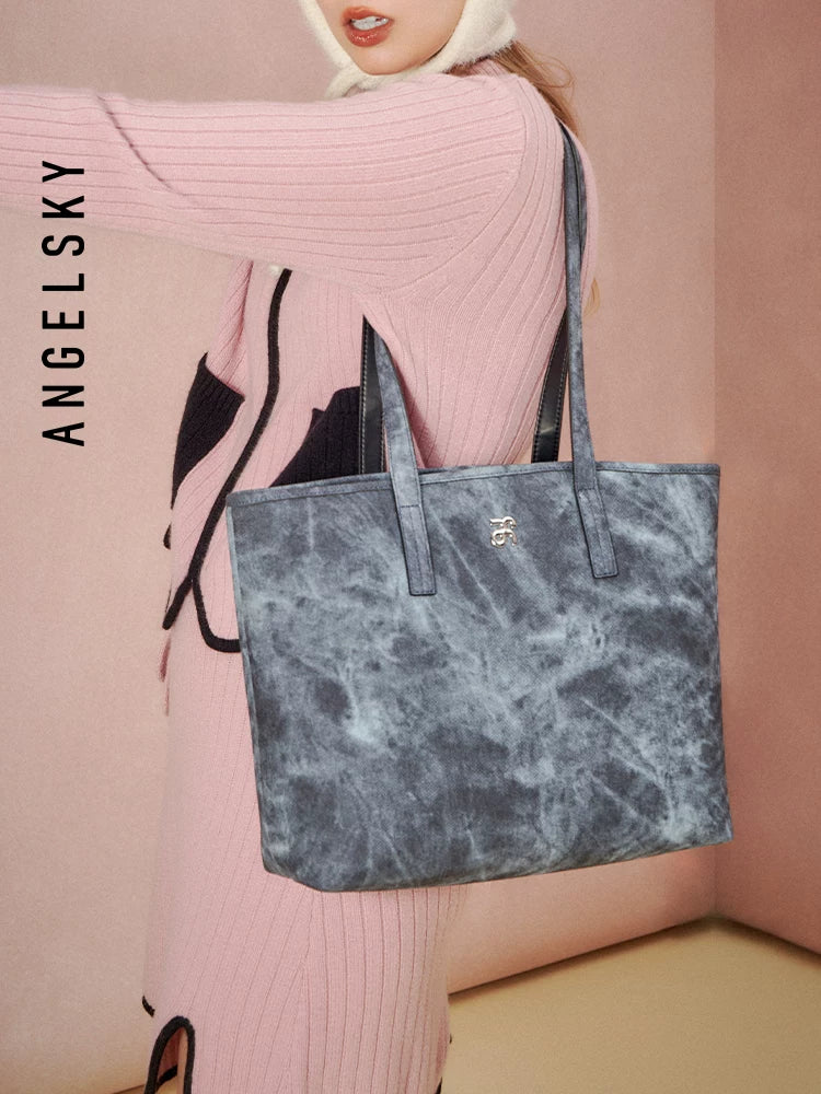 ANGELSKY Large Capacity Denim Tote Bag