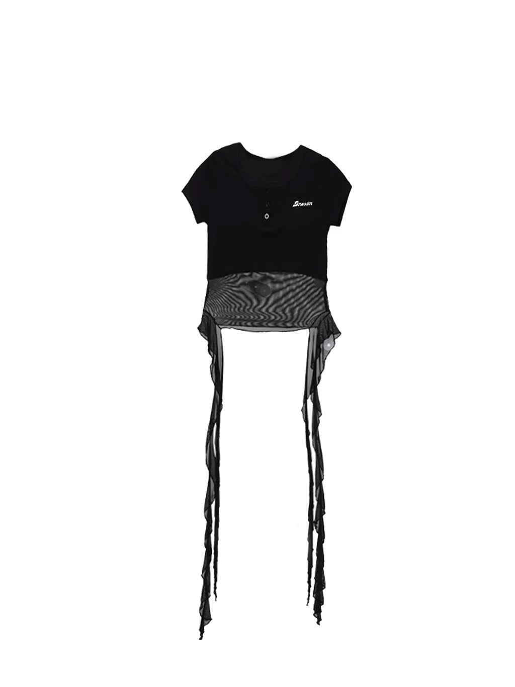 SAMUSAN Mesh Fringed Short Tee