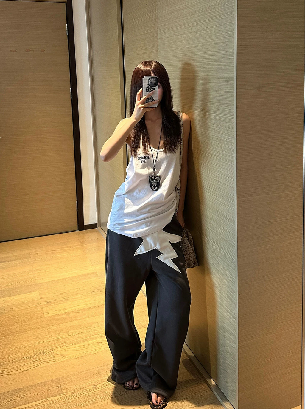 EAHO Star Sticker Elastic Waist Versatile Sweatpants