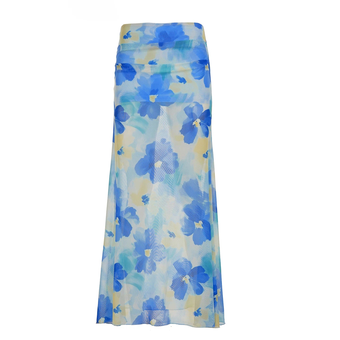 FUNOFF Low Waist Mesh Floor Length Skirt
