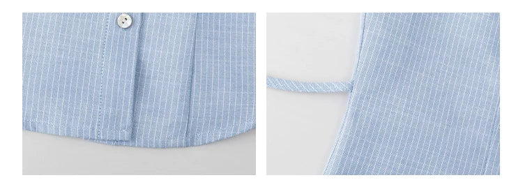 VOOE Irregular Lapel Striped Waist Shirt