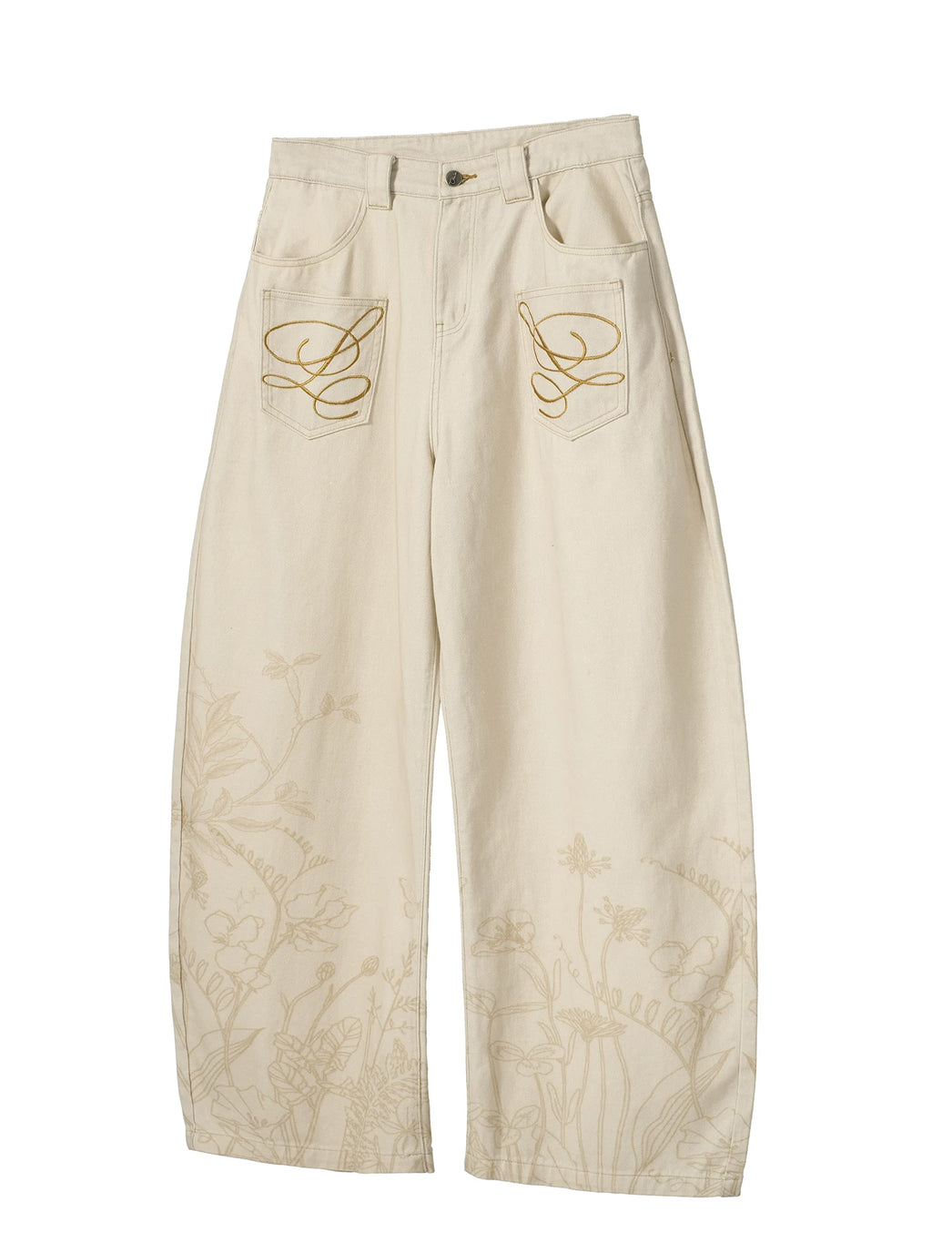 TZ Floral Print Wide-leg Jeans
