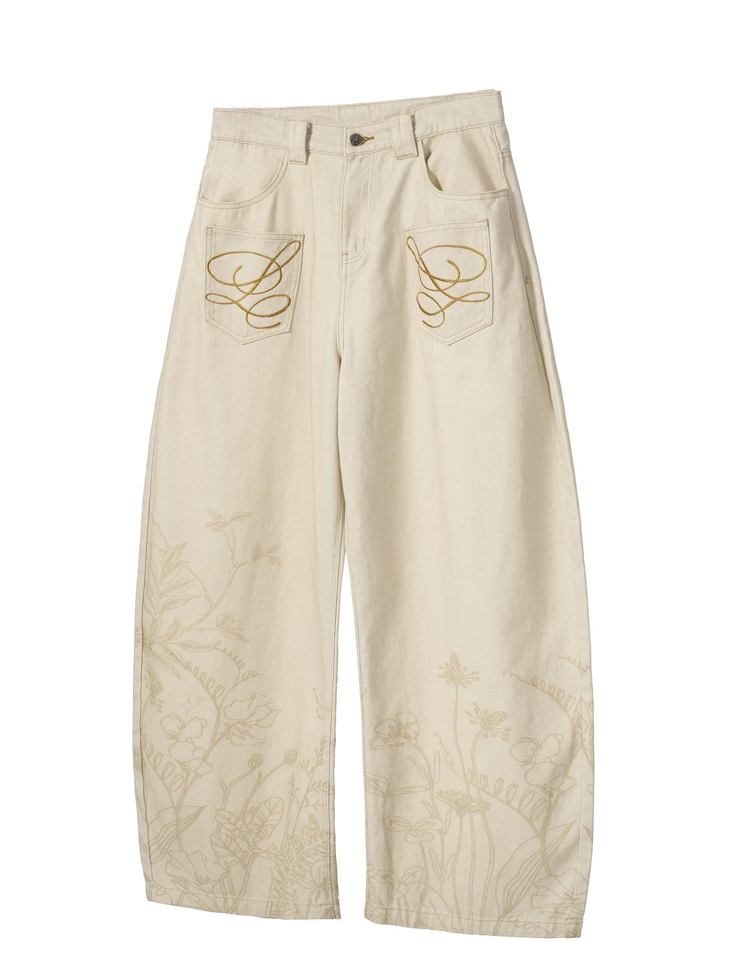 TZ Floral Print Wide-leg Jeans