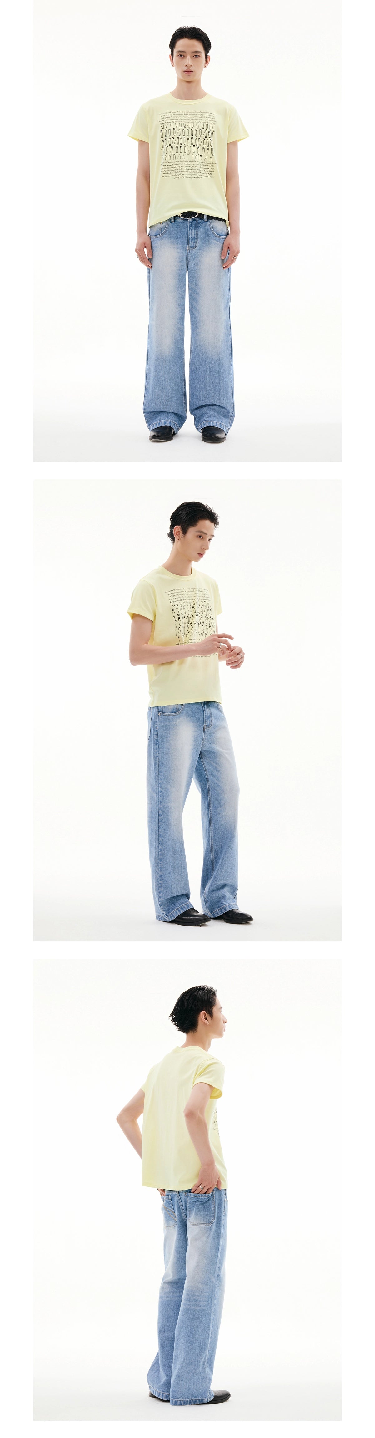 FUNKYFUN Straight Tube Made Old Ma Liu Mid-waist Denim Trousers