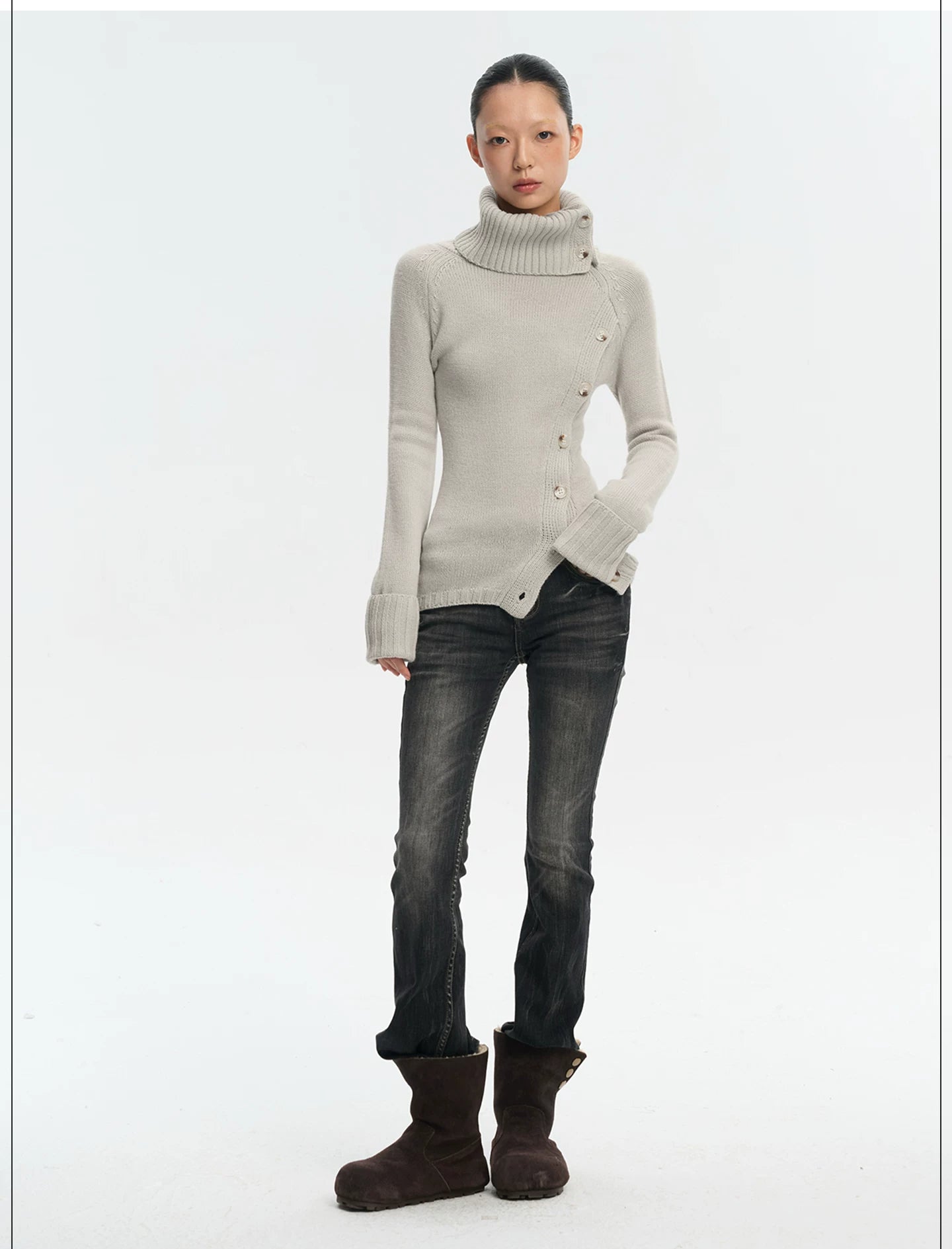 LINY LIBERTY Vintage Turtleneck Slim-fit Knitted Sweater