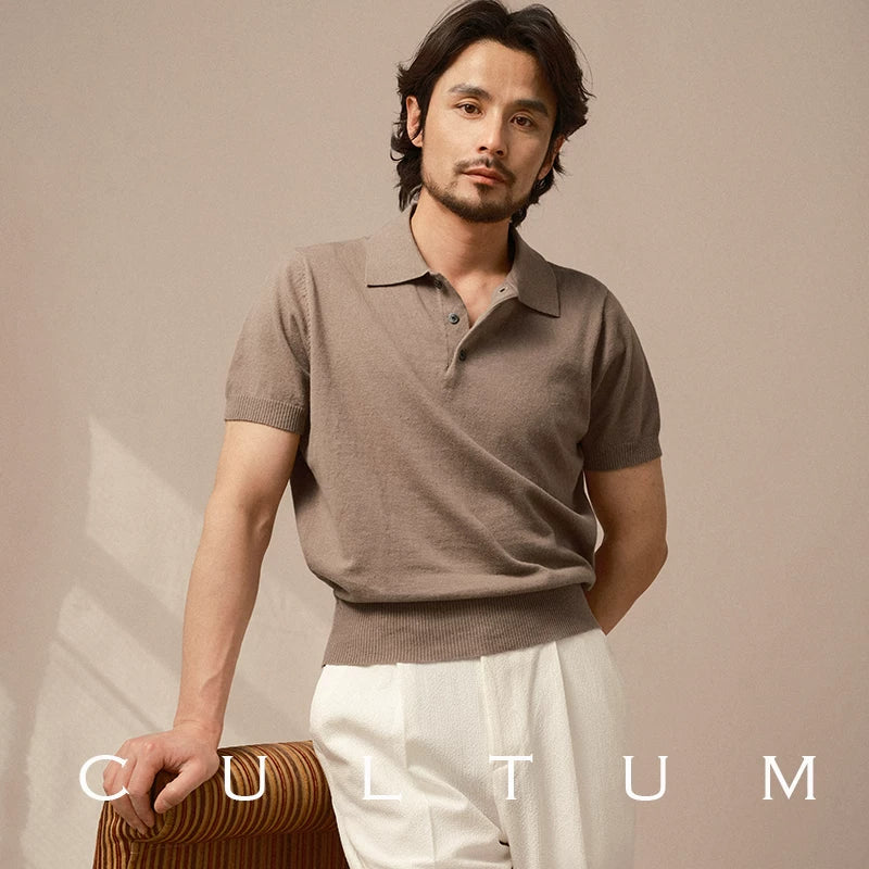 CULTA Lapel Vintage Knitted Polo Shirt