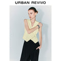 URBAN REVIVO Temperament Commuter Oblique Placket V-neck Vest