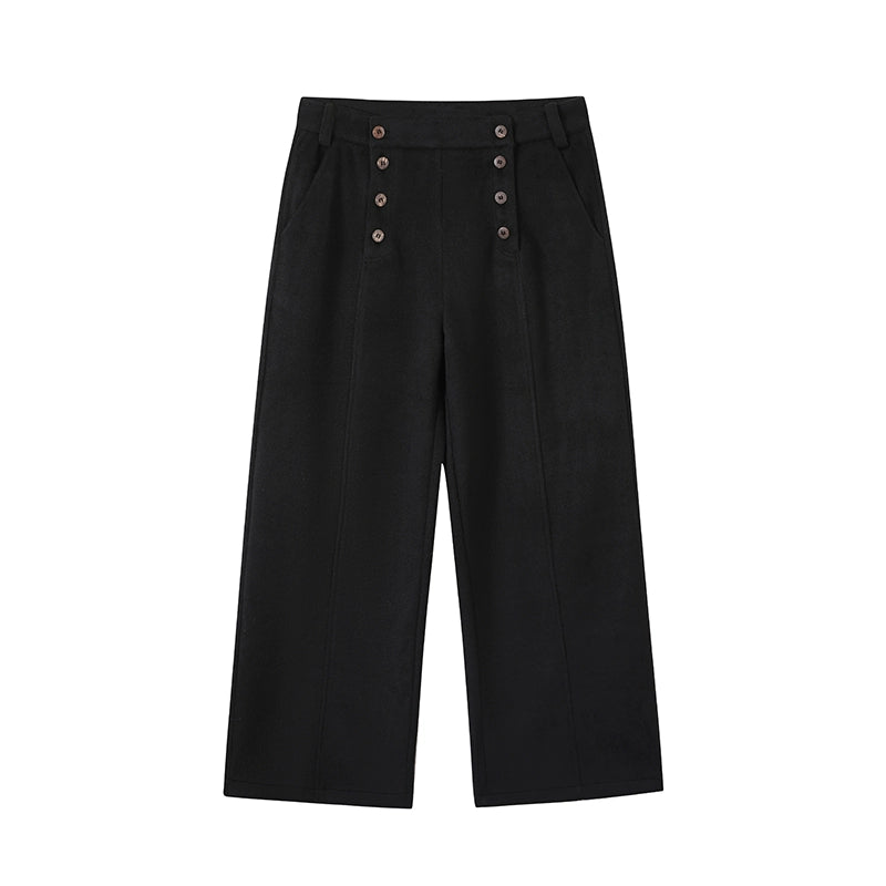 KREATE Double-breasted Casual Loose-drape Thickened Straight-leg Pants