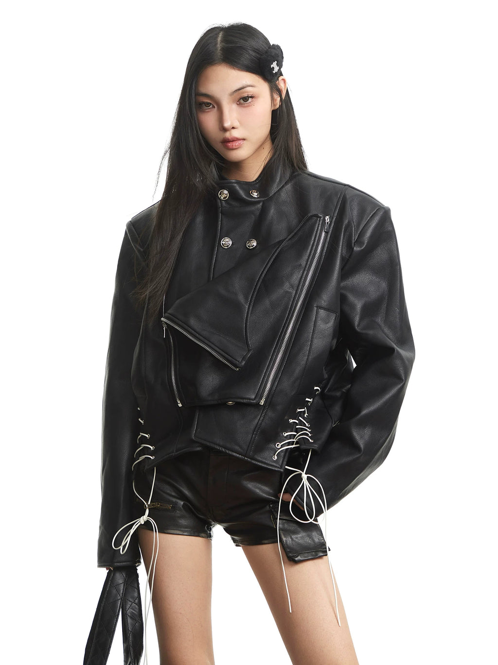 UNCMHISEX Vintage Loose Skinny Temperament Leather Jacket