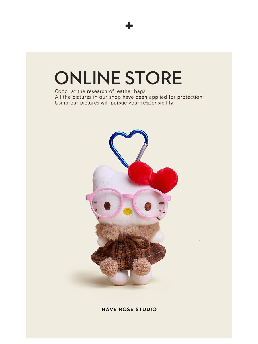 HAVEROSE Hellokitty Cute Plush Glasses Pendant