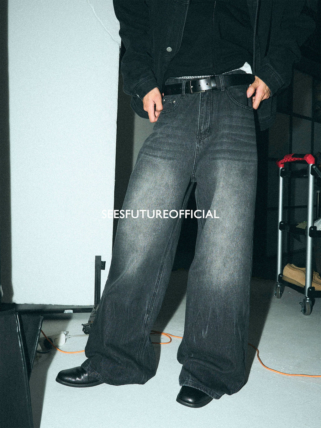 Seesfuture Loose Straight Pants Drape Floor Trousers