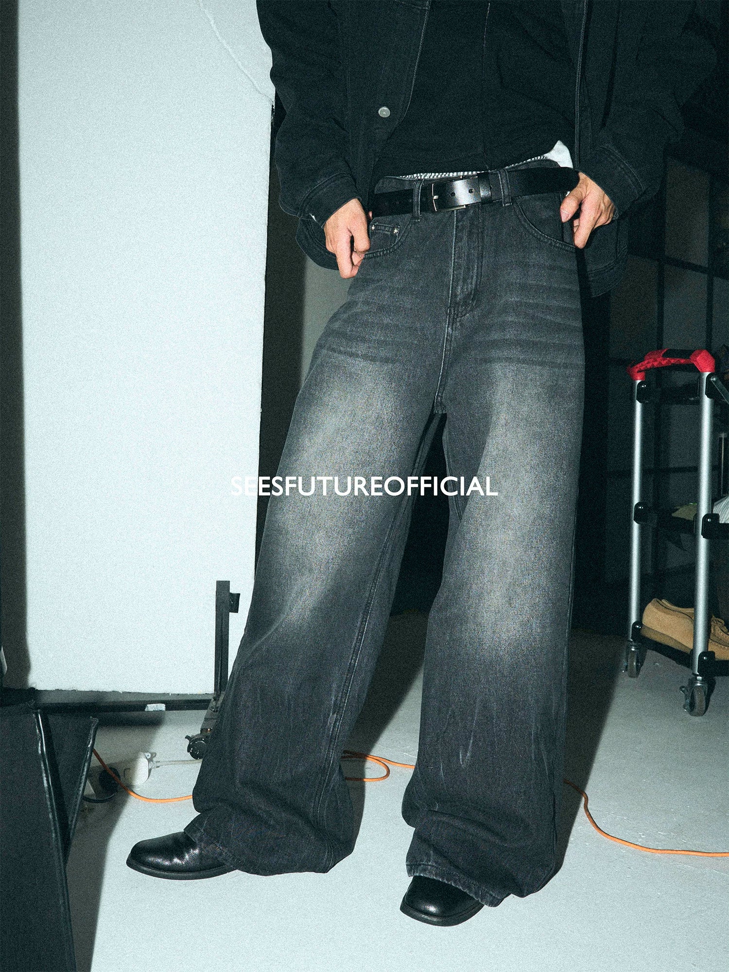 Seesfuture Loose Straight Pants Drape Floor Trousers