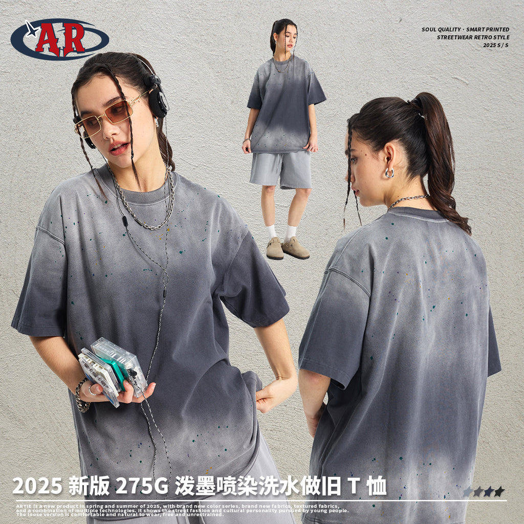 ARTIE Ink Spray Dyeing Old Washing Water Retro Tee