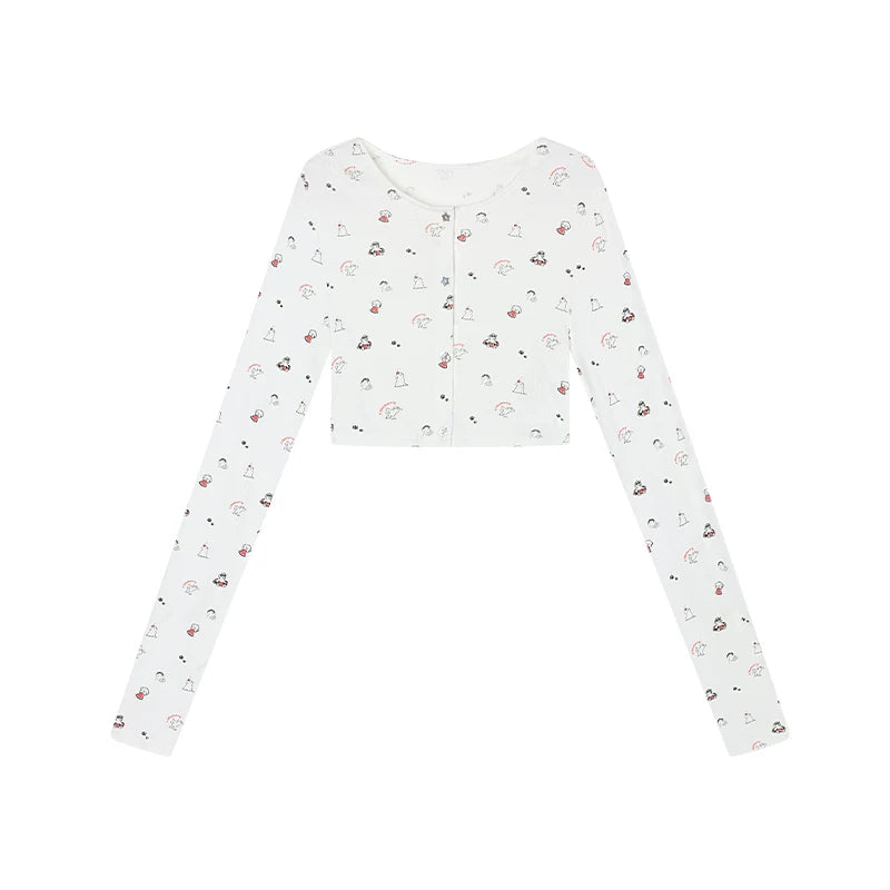 Ablueberry Puppy Print Short Cardigan