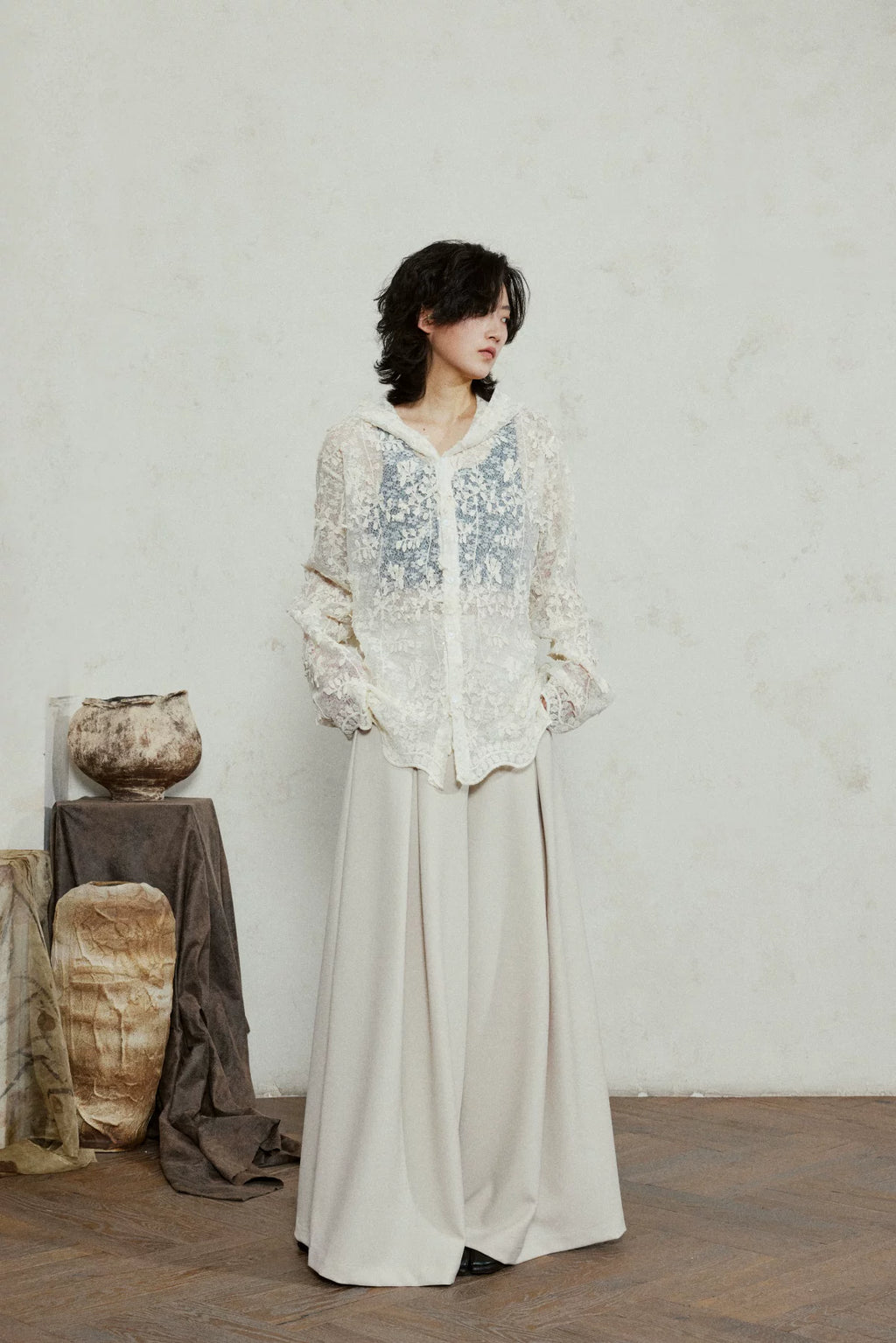 SUNYVONNE Lace Hooded Premium Jacket