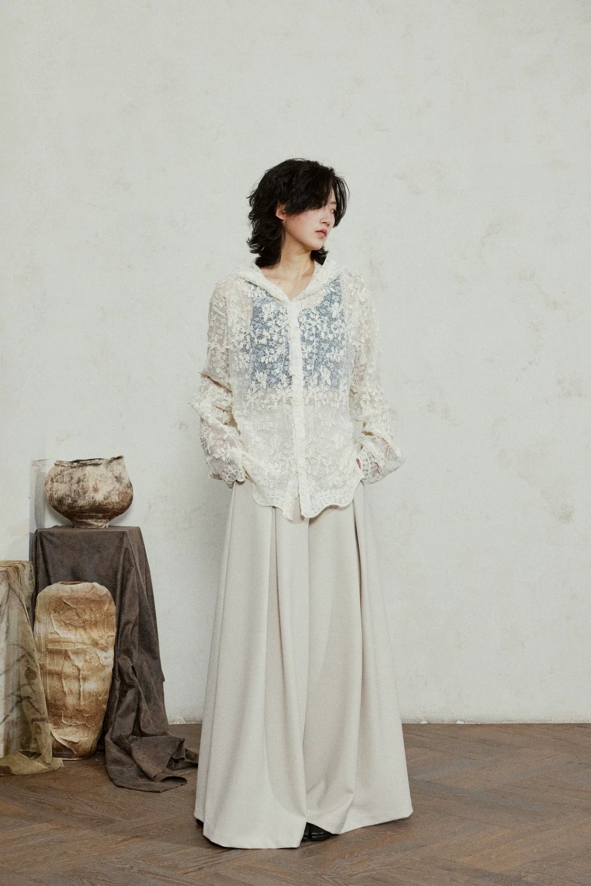SUNYVONNE Lace Hooded Premium Jacket