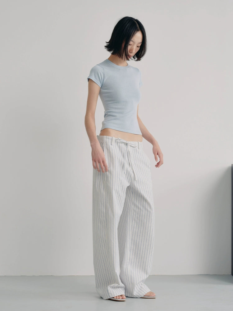 JCAESAR Striped Drawstring Versatile Casual Pants