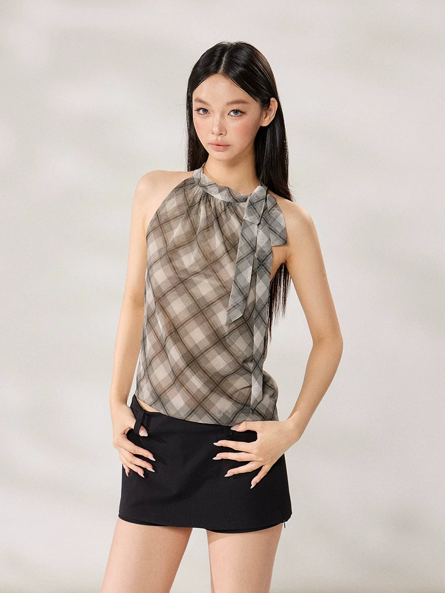 WITHMIN Checked Slim Sling Vest