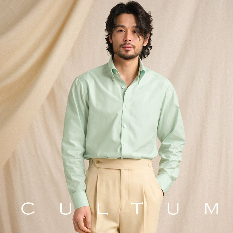CULTUM Italian Large Pointed Button-neck Long-sleeved Shirt