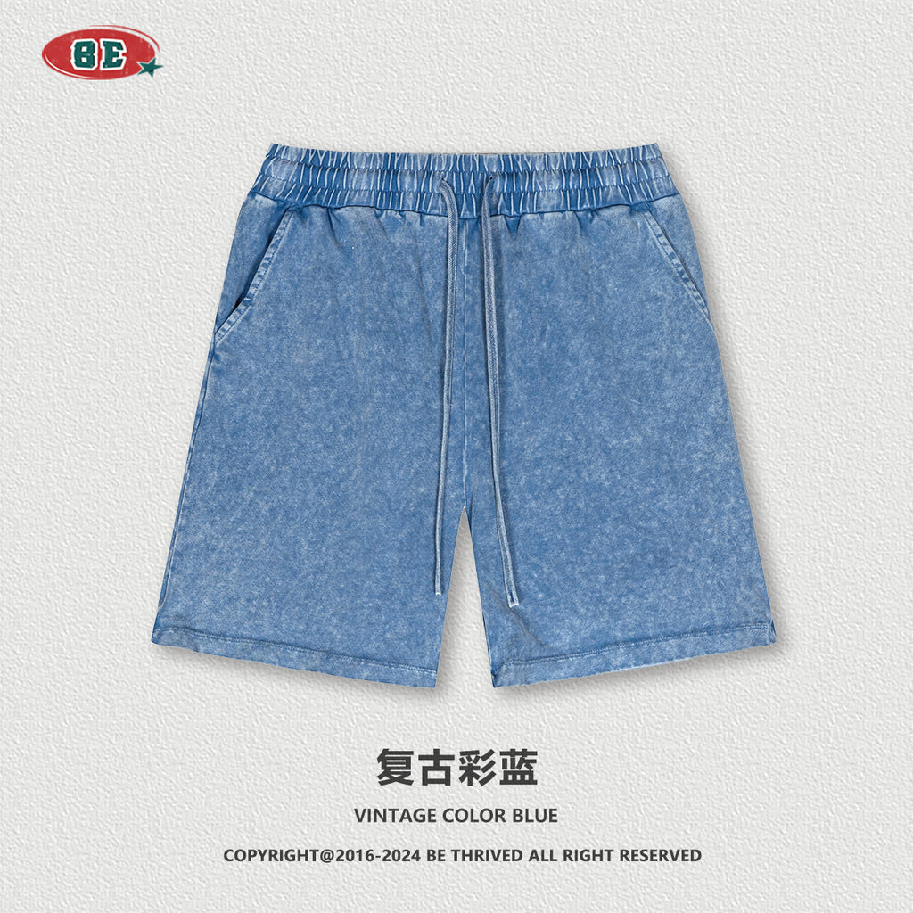 BE Five-point Washed Snowy Shorts