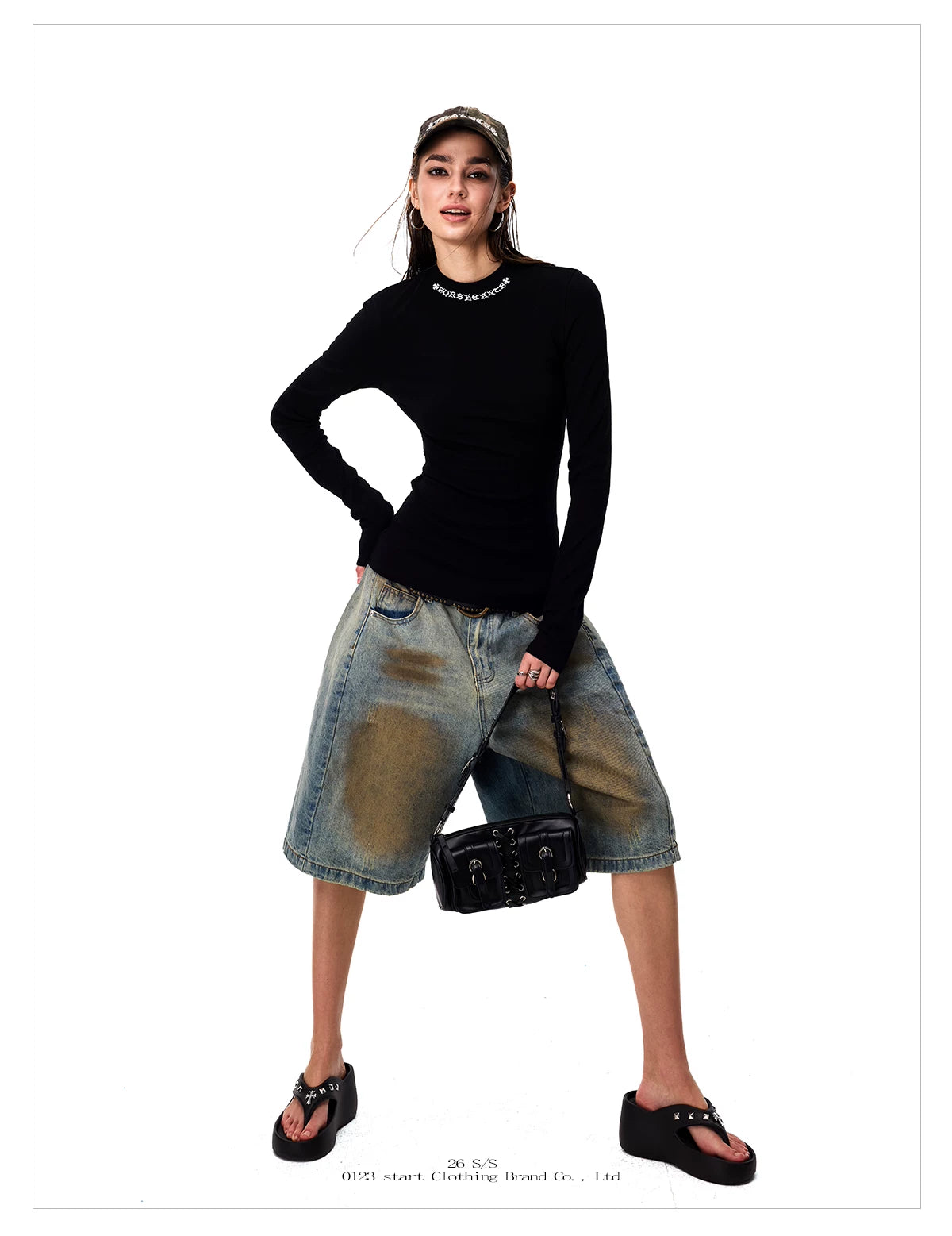 0123Start Front Shoulder Slim Embroidery Slim Long Sleeves