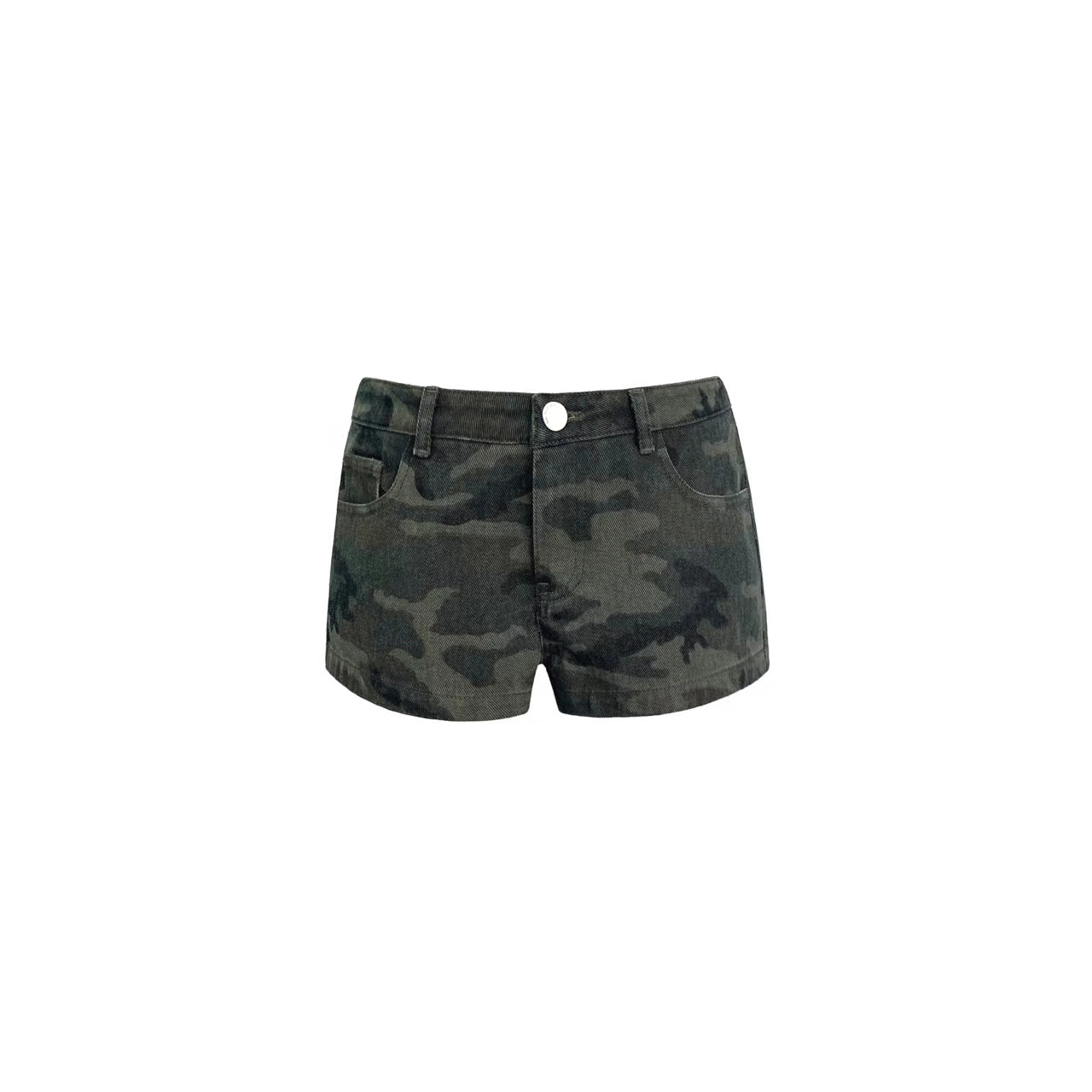 Jim Kennet Low Waist Camouflage Straight Denim Shorts