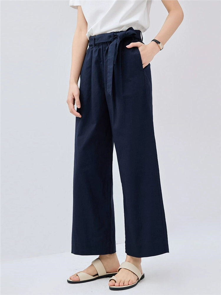Giordano Strap-on Wide-leg Elastic Waist Capris