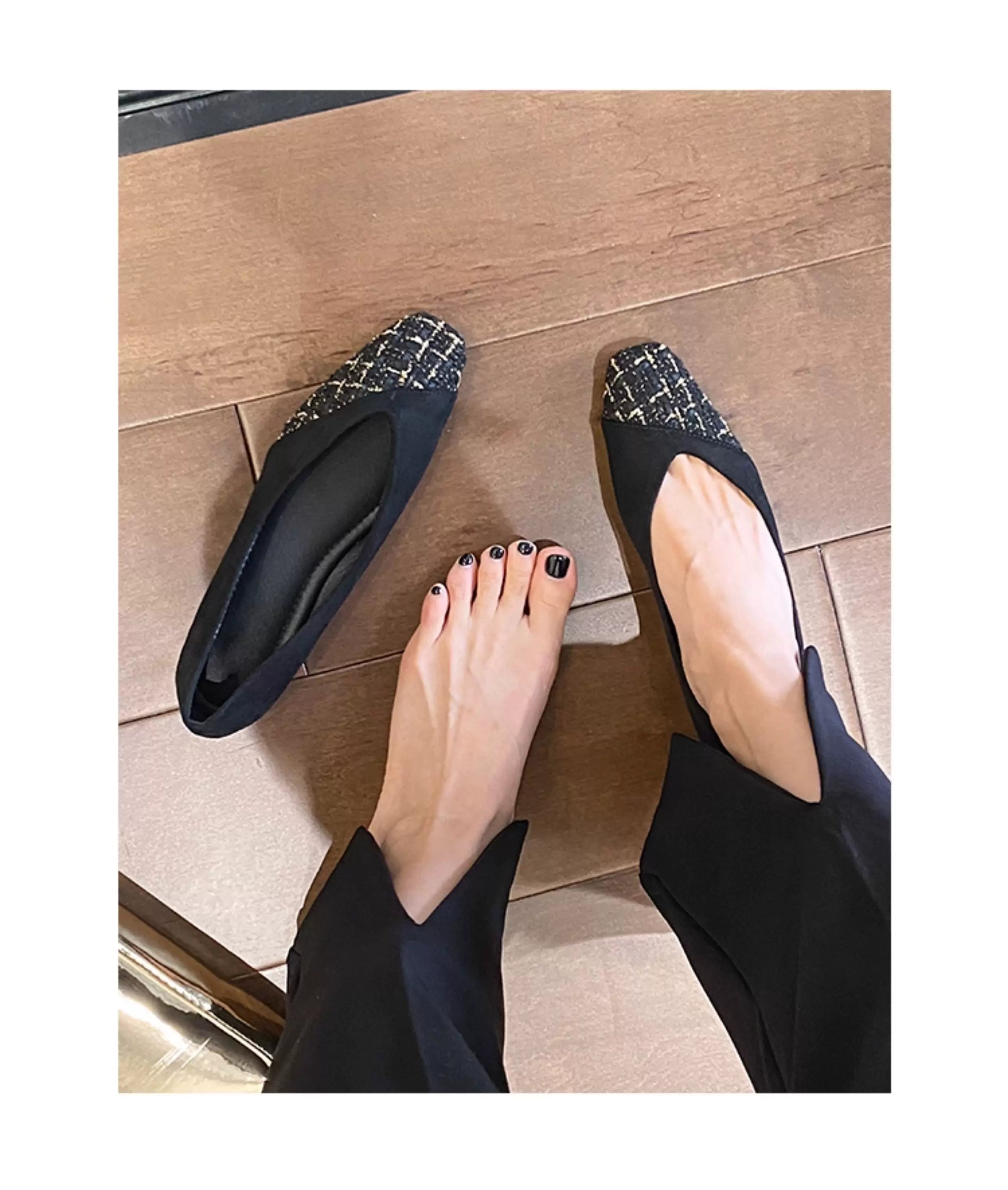 CHRNDXEE Square Head Shallow Mouth Versatile Flat Shoes