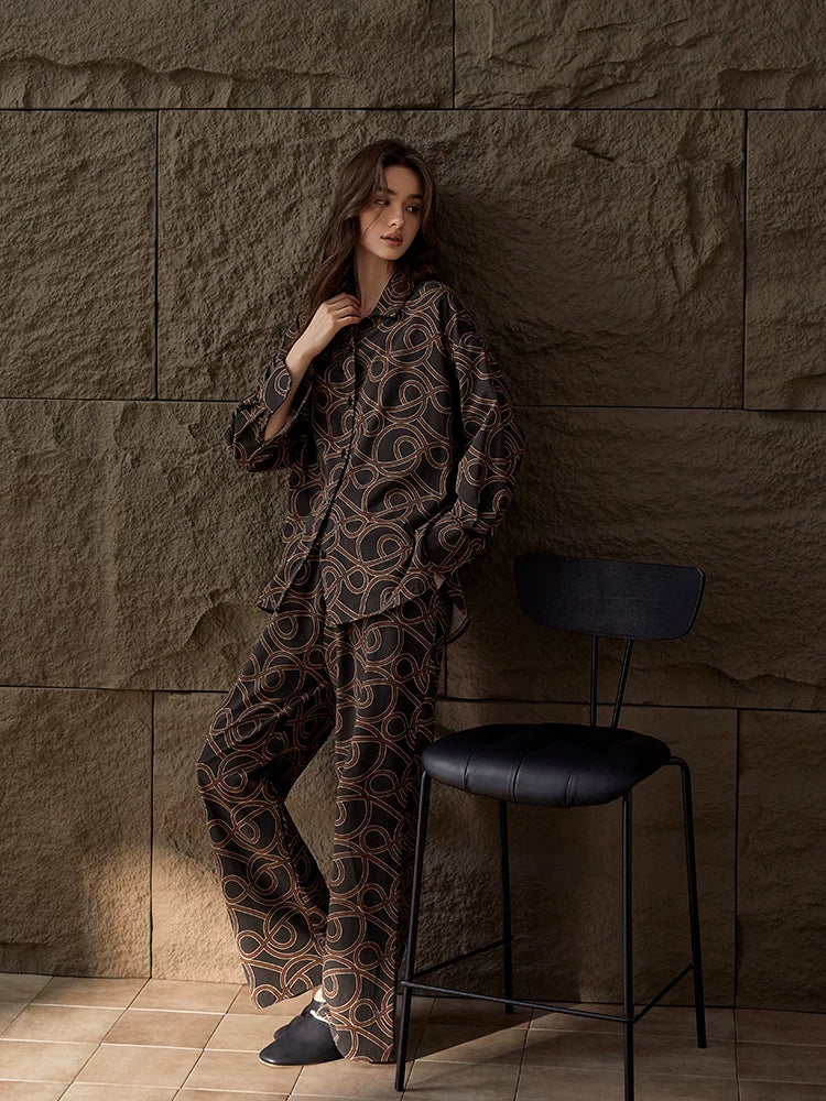 YUENEI Cotton Long-sleeved Fashion Casual Pajamas