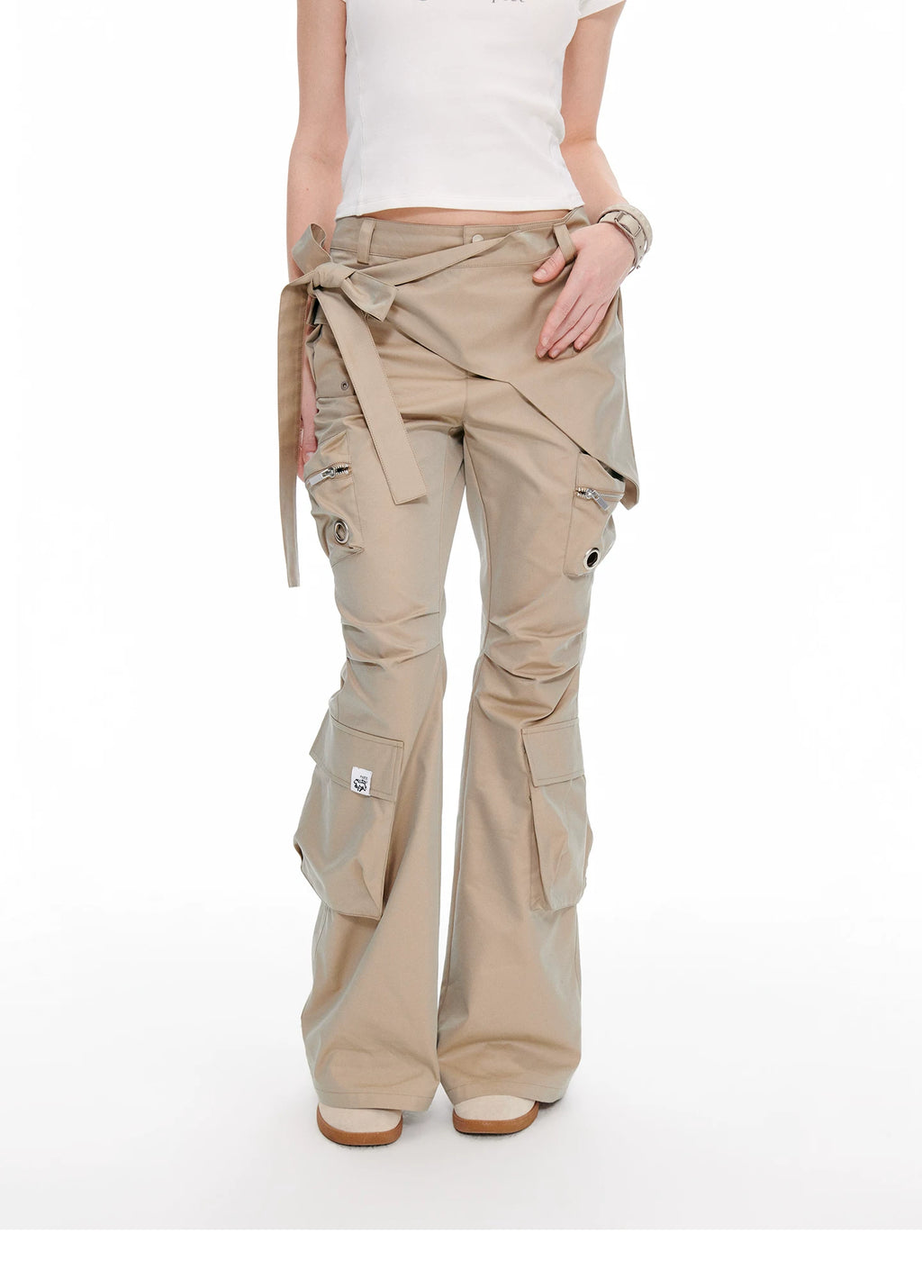 JIKOO Heavy Industry Twill Multi-pocket Micro-pull Pants