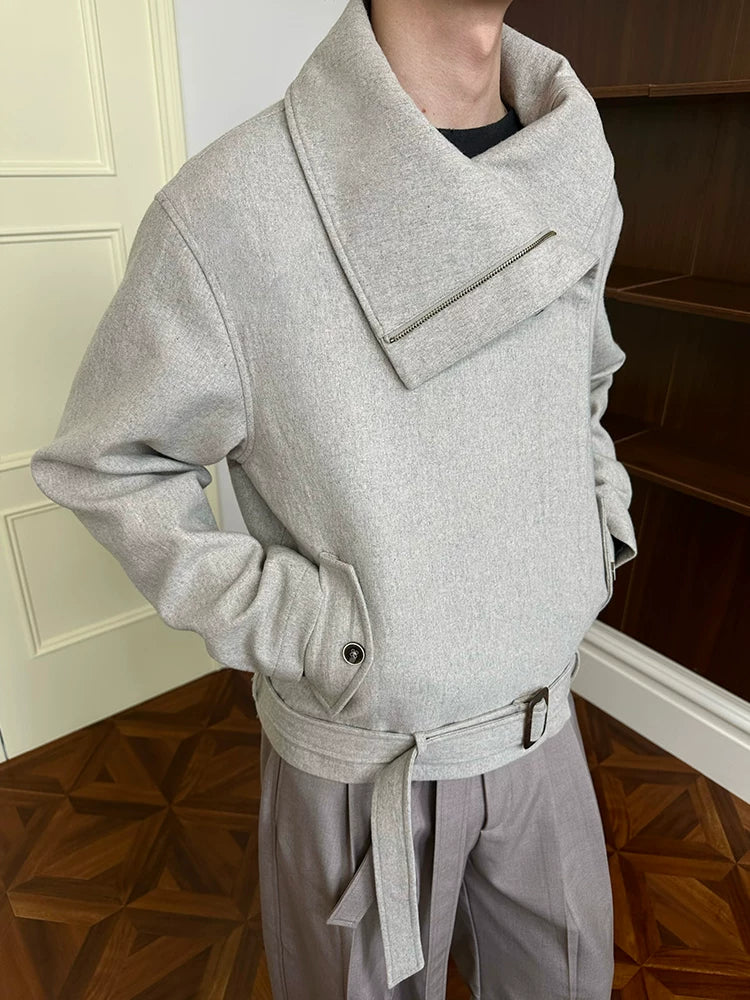 KREATE 50% Merino Wool Diagonal Zipper Multi-wear Tweed Jacket