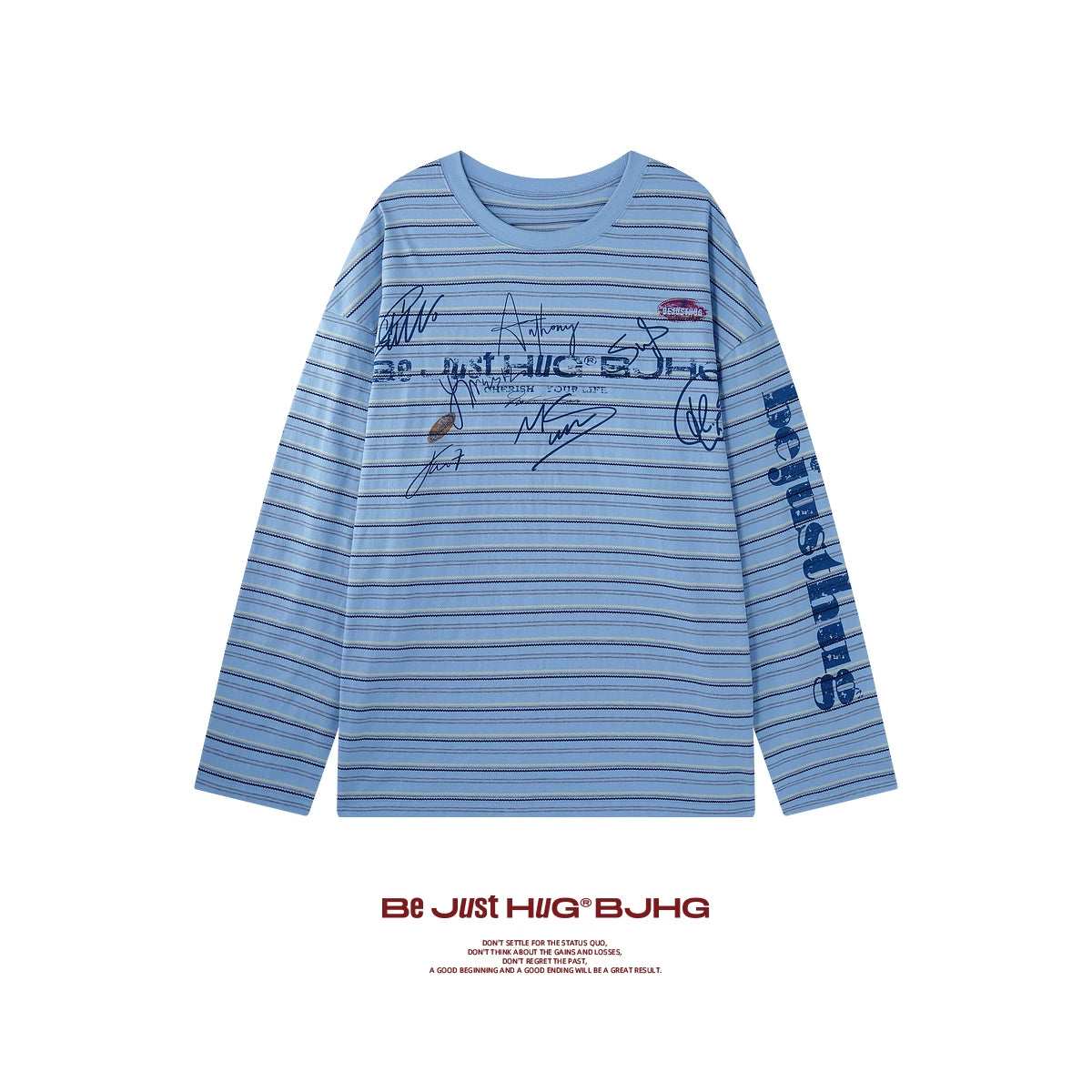 BJHG Striped Graffiti Print Knitted Sweater Couple Sweater