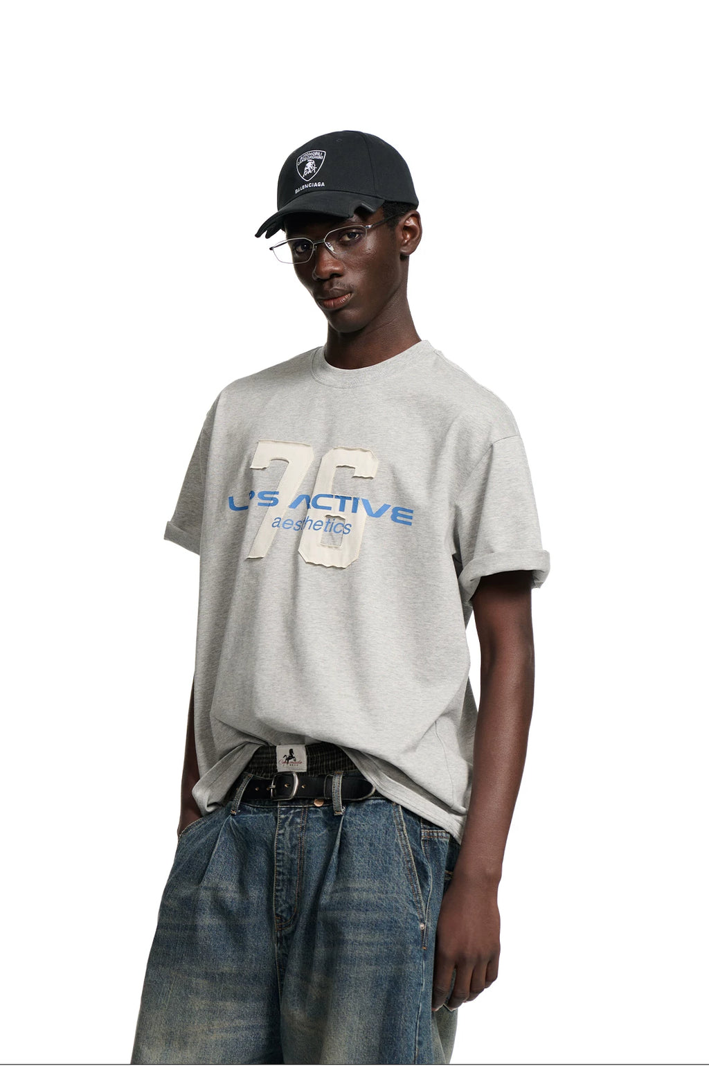 Loopsoon Alphabet Patch Printing Loose Tee