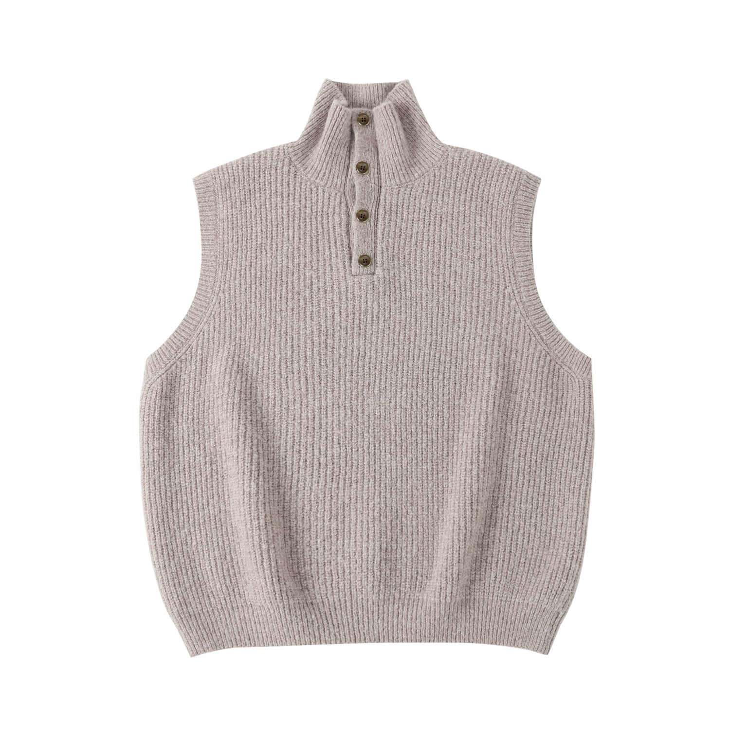 LR MADE Knitted Lapel-neck Half-cardigan Vest