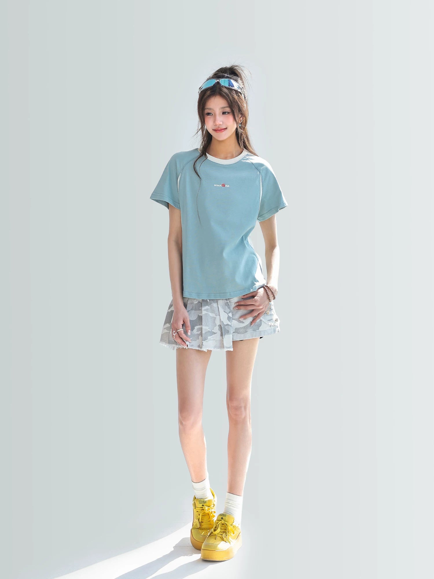 CHANT2nd Contrasting Color Splicing Short Tee
