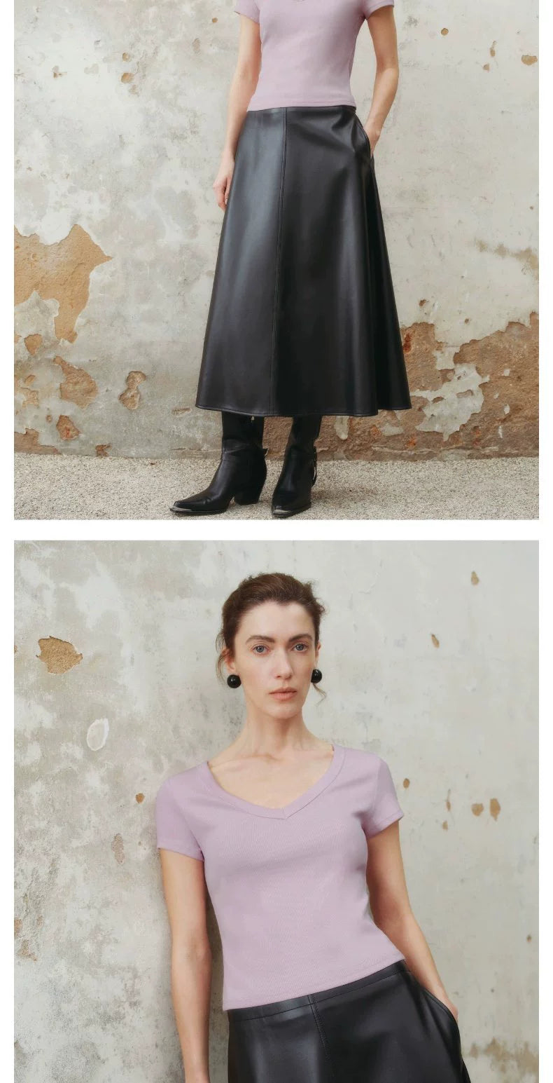 URBAN REVIVO Slim Short V-Neck Short Sleeve T-Shirt