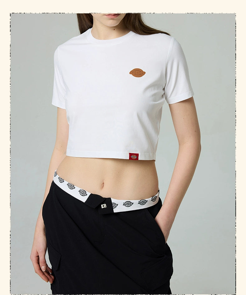 Dickies Elastic Slim Short Front Chest Small LOGO Printed Tee